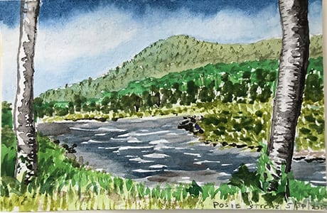Watercolor river painting