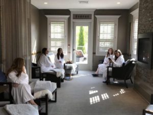 A group of women waiting for treatments at a Catskills spa resort.