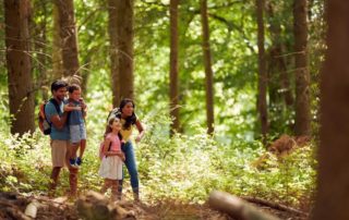 A family hiking on their Catskills vacation.