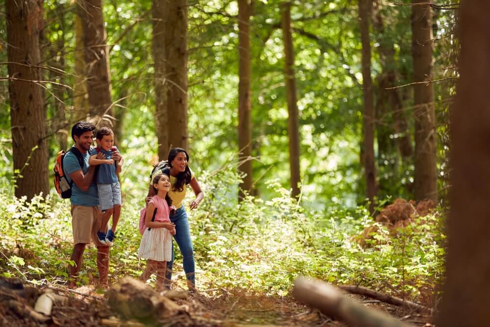 A family hiking on their Catskills vacation.